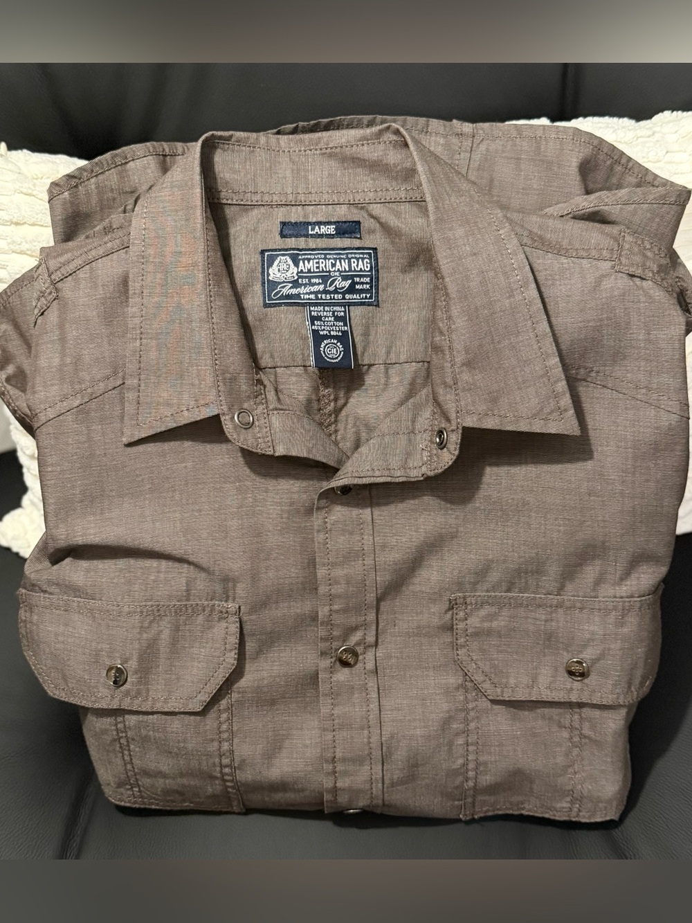 American Rag Men's Taupe Button-Down Shirt
